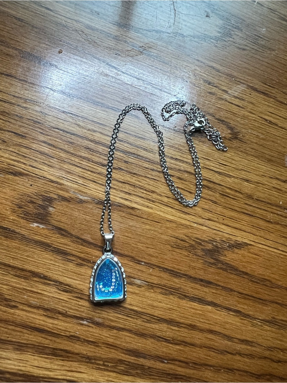 Blue Galaxy Pendant Necklace - Women's Silver Chain